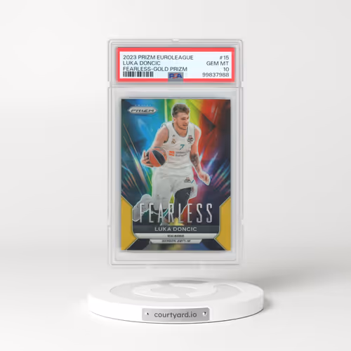 2023 Panini Prizm Turkish Airlines Euroleague Fearless #15 Luka Doncic - Gold Prizm (PSA 10 GEM MINT)
