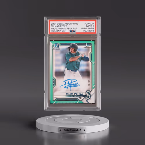 2021 Bowman Chrome Prospect Autographs #CPAMP Milkar Perez - Green Refractor (PSA 9 MINT)