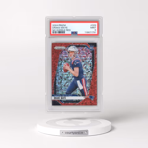 2024 Panini Prizm #329 Drake Maye - No Huddle Red (PSA 9 MINT)