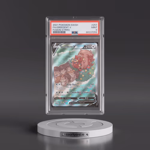 2021 Pokémon Sword & Shield Fusion Strike #257 Greedent V - Holo Full Art (PSA 9 MINT)