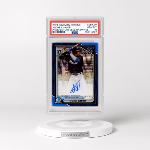 2024 Bowman Chrome Prospect Autographs #CPAAV Andres Valor - Blue Raywave (PSA 10 GEM MINT)
