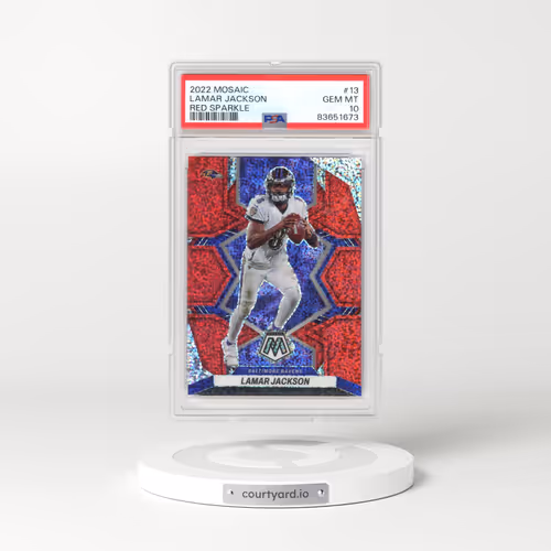 2022 Panini Mosaic #13 Lamar Jackson - Red Sparkle (PSA 10 GEM MINT)