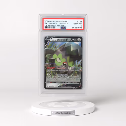 2020 Pokémon Sword & Shield Darkness Ablaze #128 Galarian Stunfisk V - Holo (PSA 10 GEM MINT)