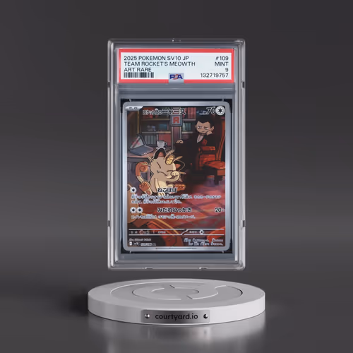 2025 Pokémon SV10-Glory of Team Rocket #109 Team Rocket's Meowth - Art Rare (PSA 9 MINT)