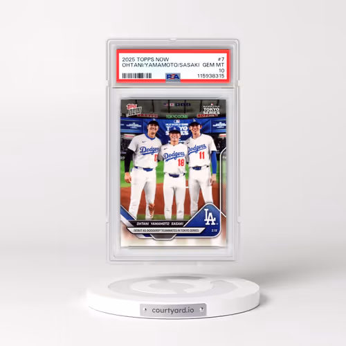 2025 Topps Now #7 Roki Sasaki/Shohei Ohtani/Yoshinobu Yamamoto (PSA 10 GEM MINT)