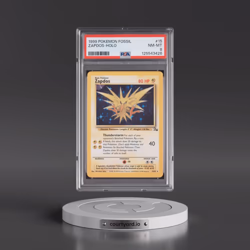 1999 Pokémon Fossil #15 Zapdos - Holo (PSA 8 NM-MT)
