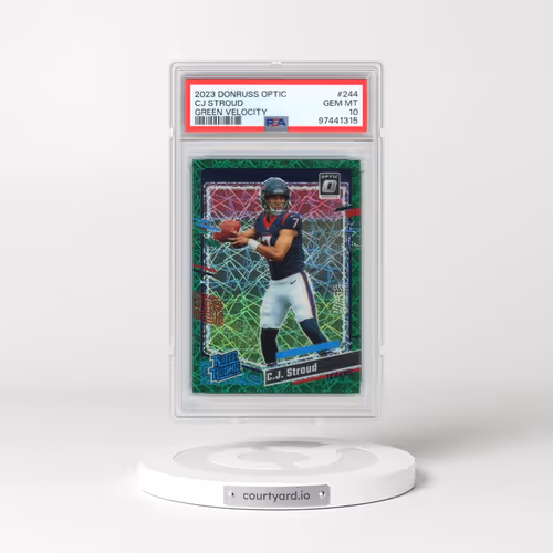 2023 Panini Donruss Optic #244 CJ Stroud - Green Velocity (PSA 10 GEM MINT)