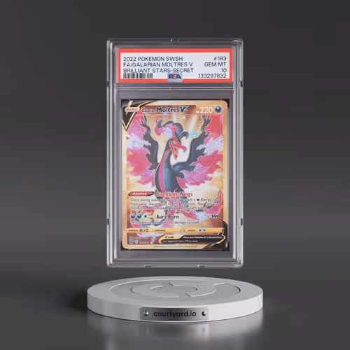 2022 Pokémon Sword & Shield Brilliant Stars #183 Galarian Moltres V - Holo Full Art Secret (PSA 10 G