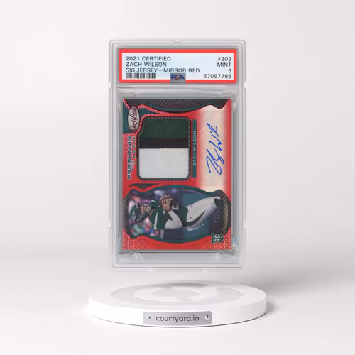 2021 Panini Certified #202 Zach Wilson - Signature Jersey-Mirror Red (PSA 9 MINT)