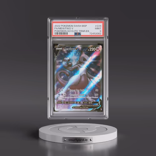 2022 Pokémon Swsh Black Star Promo #229 Mewtwo V - Holo Full Art Pokemon Go Elite Trainer Box (PSA 9