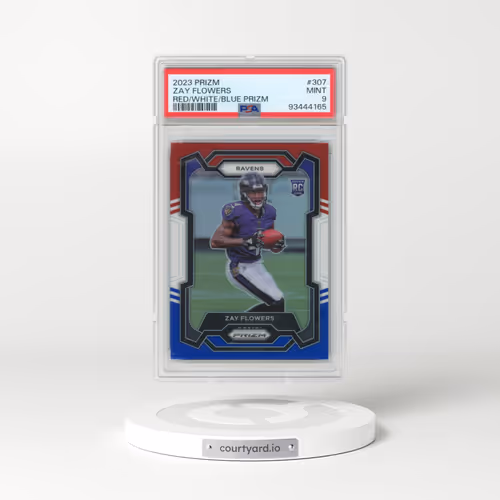 2023 Panini Prizm #307 Zay Flowers - Red/White/Blue Prizm (PSA 9 MINT)