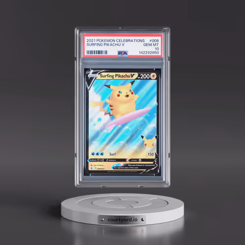 2021 Pokémon Celebrations #008 Surfing Pikachu V - Holo (PSA 10 GEM MINT)