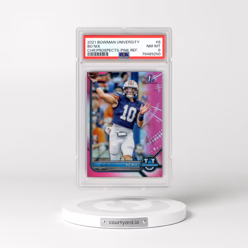 2021 Bowman University Chrome Prospects #8 Bo Nix - Pink Refractor (PSA 8 NM-MT)