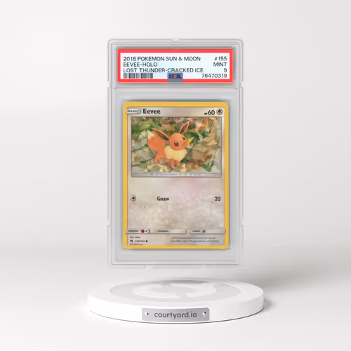 2018 Pokémon Sun & Moon Lost Thunder #155 Eevee - Holo Cracked Ice (PSA 9 MINT)