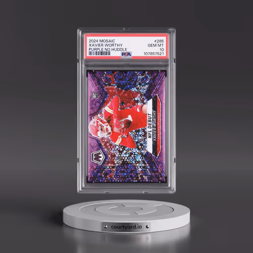 2024 Panini Mosaic #285 Xavier Worthy - Purple No Huddle (PSA 10 GEM MINT)