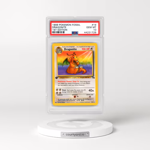 1999 Pokémon Fossil #19 Dragonite - 1st Edition (PSA 10 GEM MINT)