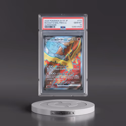 2025 Pokémon SV10-Glory of Team Rocket #112 Team Rocket's Moltres EX - Holo Super Rare (PSA 10 GEM M