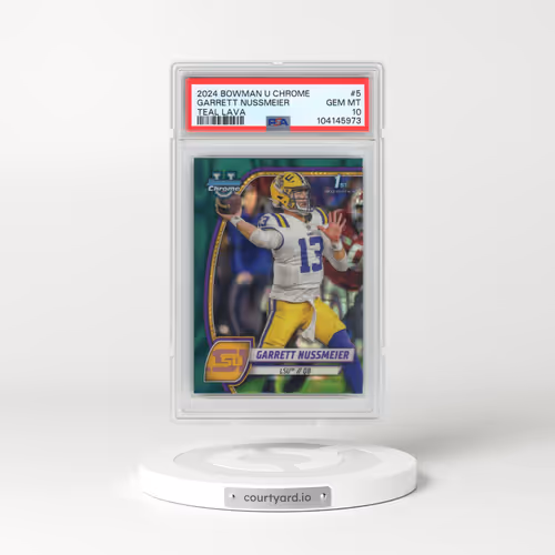 2024 Bowman University Chrome #5 Garrett Nussmeier - Teal Lava (PSA 10 GEM MINT)