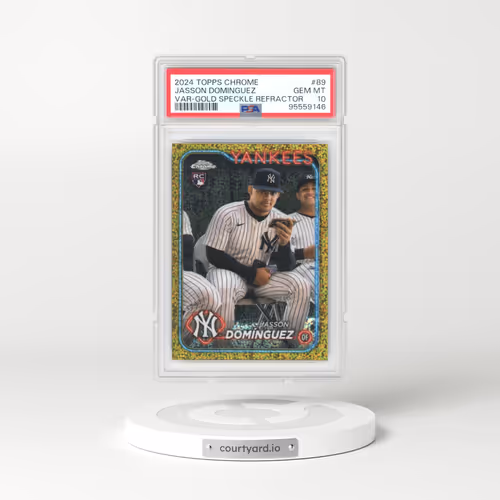 2024 Topps Chrome #89 Jasson Dominguez - Variation-Gold Speckle Refractor (PSA 10 GEM MINT)