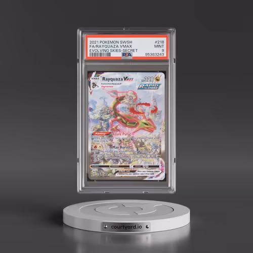2021 Pokémon Sword & Shield Evolving Skies #218 Rayquaza Vmax - Full Art Secret (PSA 9 MINT)