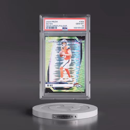 2024 Panini Prizm #309 Bo Nix - Neon Green Pulsar (PSA 10 GEM MINT)