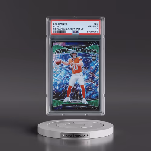 2024 Panini Prizm Fireworks #23 Bo Nix - Green Wave (PSA 10 GEM MINT)
