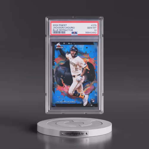 2024 Topps Finest #275 Jackson Chourio - Blue Refractor (PSA 10 GEM MINT)