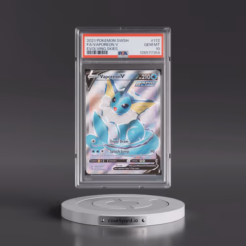 2021 Pokémon Sword & Shield Evolving Skies #172 Vaporeon V - Holo Full Art (PSA 10 GEM MINT)
