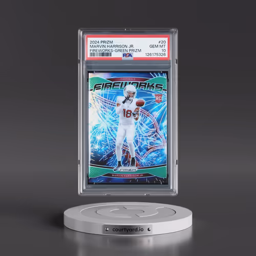 2024 Panini Prizm Fireworks #20 Marvin Harrison Jr. - Green Prizm (PSA 10 GEM MINT)