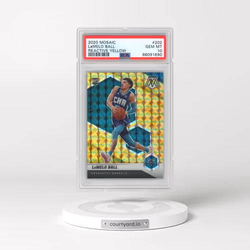 2020 Panini Mosaic #202 LaMelo Ball - Reactive Yellow (PSA 10 GEM MINT)