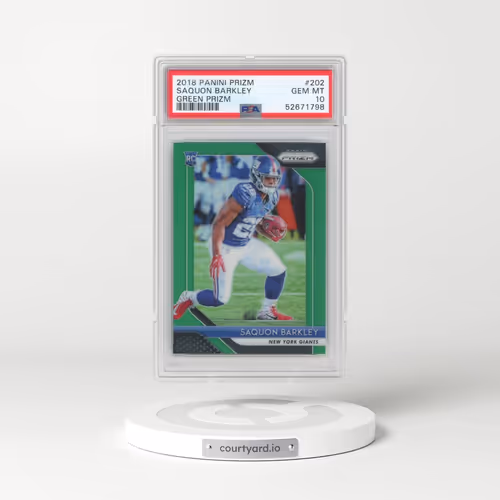2018 Panini Prizm #202 Saquon Barkley - Green Prizm (PSA 10 GEM MINT)