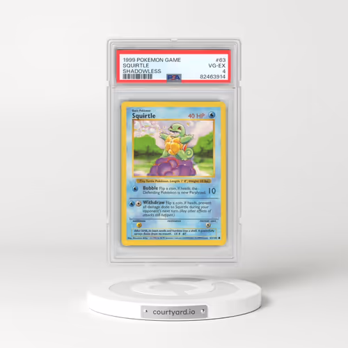 1999 Pokémon Game #63 Squirtle - Shadowless (PSA 4 VG-EX)