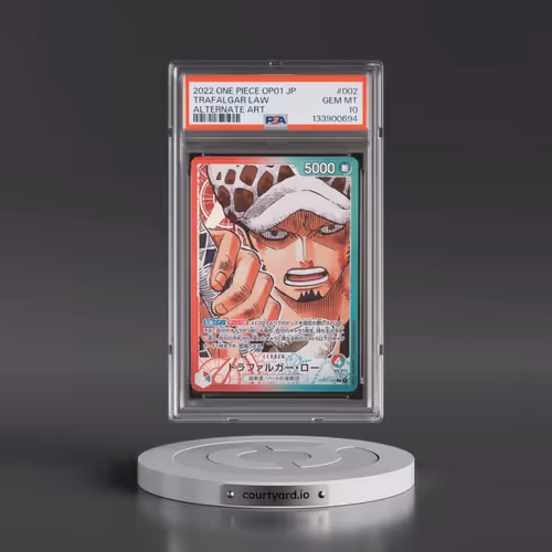2022 One Piece Japanese OP01-Romance Dawn #002 Trafalgar Law - Alternate Art (PSA 10 GEM MINT)