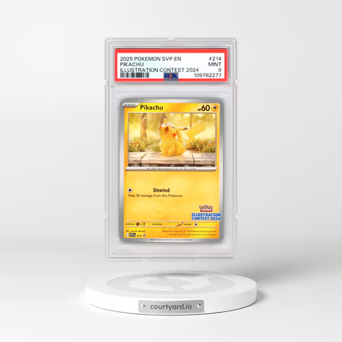 2025 Pokémon Svp EN-SV Black Star Promo #214 Pikachu - Illustration Contest 2024 (PSA 9 MINT)