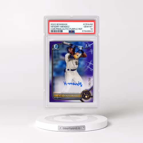 2022 Bowman Chrome Prospect Autographs #CPAHM Hendry Mendez - Purple Refractor (PSA 10 GEM MINT)