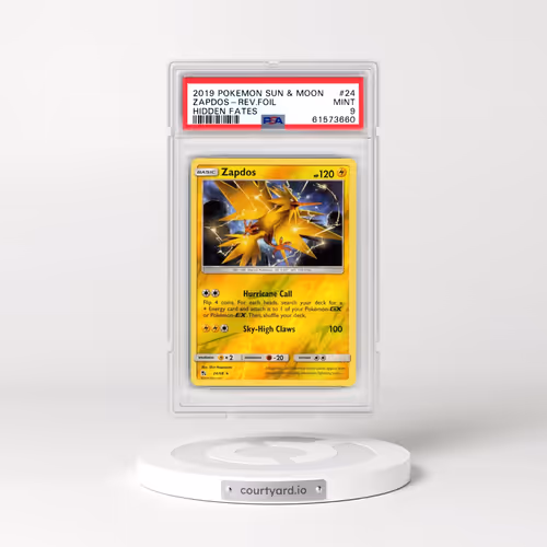 2019 Pokémon Sun & Moon Hidden Fates #24 Zapdos - Reverse Foil (PSA 9 MINT)