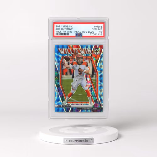 2021 Panini Mosaic Will to Win #WW8 Joe Burrow - Reactive Blue (PSA 10 GEM MINT)