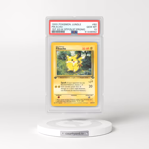 1999 Jungle #60 Pikachu - 1st Edition - W Stamp Duelist Promo (PSA 10 GEM MINT)