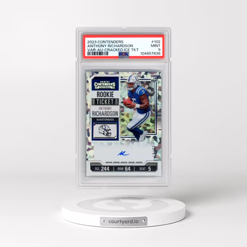 2023 Panini Contenders #102 Anthony Richardson - Variation-Autograph-Cracked Ice Ticket (PSA 9 MINT)