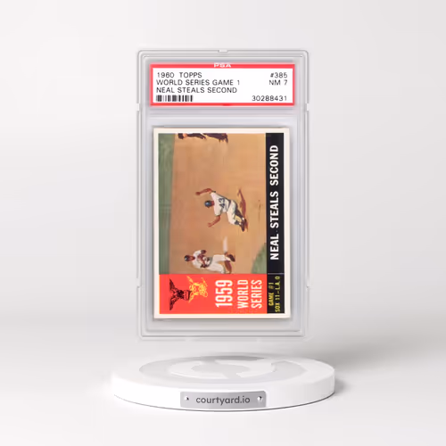 1960 Topps #385 World Series Game 1 - Neal Steals Second (PSA 7 NM)