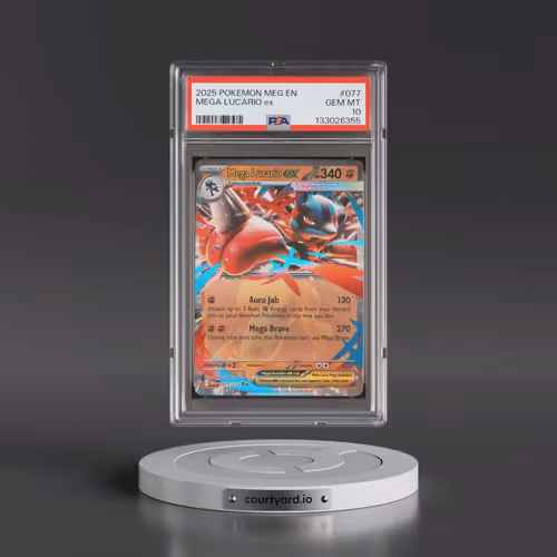2025 Pokémon Meg EN-Mega Evolution #077 Mega Lucario EX - Holo (PSA 10 GEM MINT)