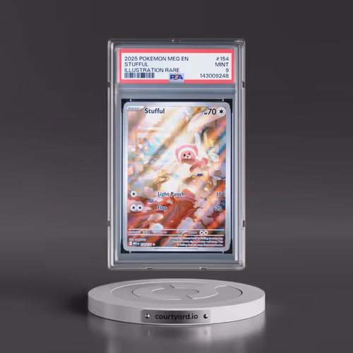 2025 Pokémon Meg EN-Mega Evolution #154 Stufful - Illustration Rare (PSA 9 MINT)