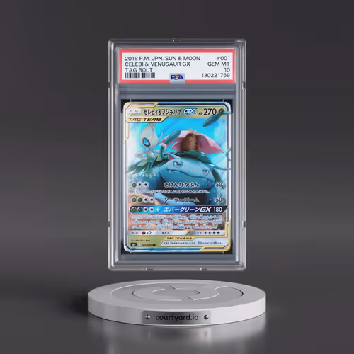 2018 Pokémon Sun & Moon Tag Bolt #001 Celebi & Venusaur GX - Holo (PSA 10 GEM MINT)