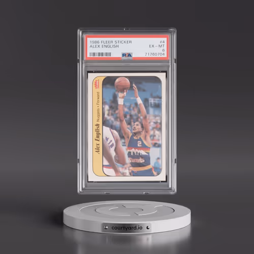 1986 Fleer Sticker #4 Alex English (PSA 6 EX-MT)