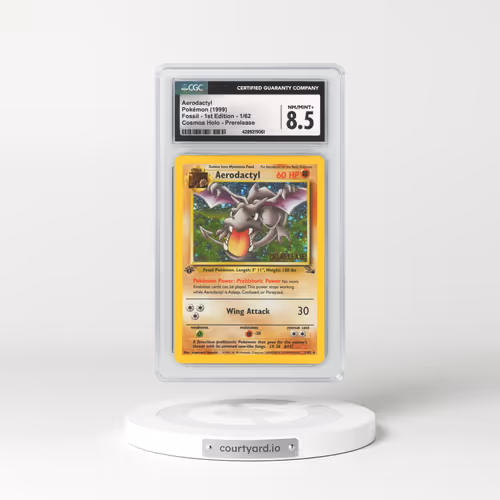 1999 Fossil #1 Aerodactyl - 1st Edition Holo Prerelease (CGC 8.5 NM-MT+)