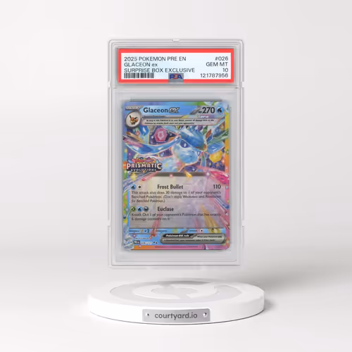 2025 Pokémon Pre EN-Prismatic Evolutions #026 Glaceon EX - Holo Surprise Box Exclusive (PSA 10 GEM M