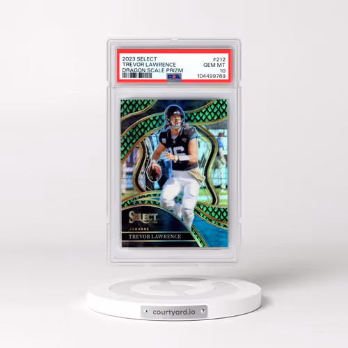 2023 Panini Select #212 Trevor Lawrence - Dragon Scale Prizm (PSA 10 GEM MINT)