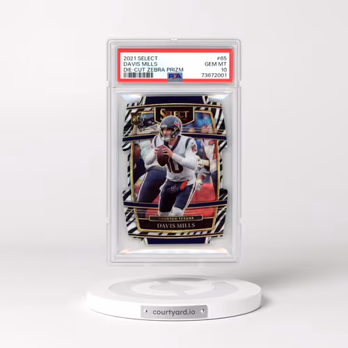 2021 Panini Select #65 Davis Mills - Die-Cut Zebra Prizm (PSA 10 GEM MINT)