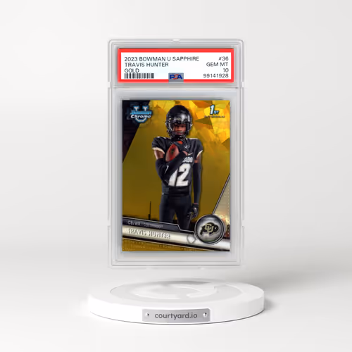 2023 Bowman University Chrome Sapphire #36 Travis Hunter - Gold (PSA 10 GEM MINT)