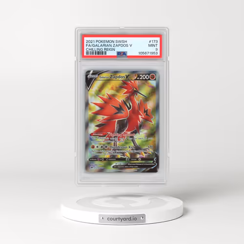2021 Pokémon Sword & Shield Chilling Reign #173 Galarian Zapdos V - Holo Full Art (PSA 9 MINT)